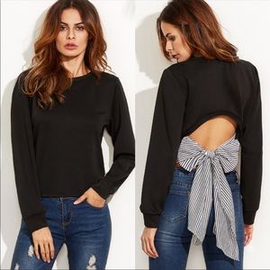 Black open back w/bow tie in the back long sleeve